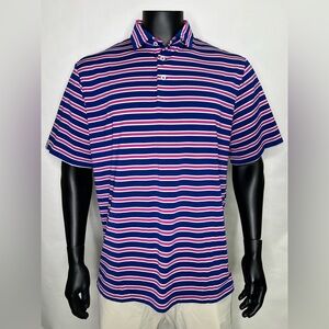 RLX Ralph Lauren Striped Blue Pink White Men's Polo Shirt Lightweight Golf